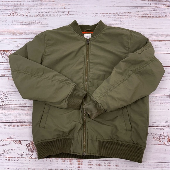 GAP Men’s Size Medium Olive Green Aviator Bomber Jacket - Picture 8 of 13